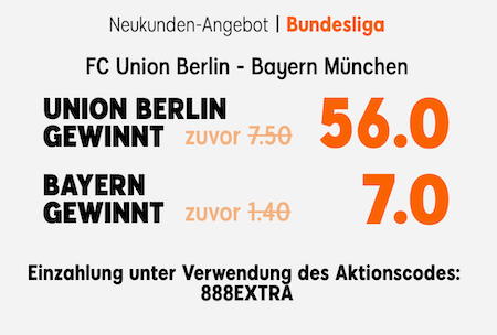 888sport Quotenboost für Union vs Bayern