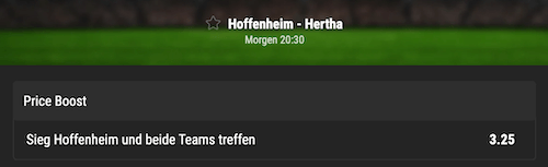 Hoffenheim vs. Hertha Berlin Bwin Priceboost 29.10.2021