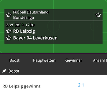 Leipzig gewinnt gegen Leverkusen mit Neobet-Boost