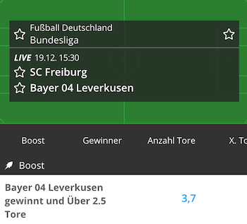 Freiburg gegen Leverkusen Quotenboost bei Neobet