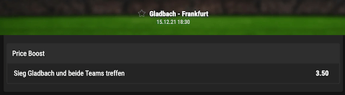 Bwin Priceboost zu Gladbach gegen Frankfurt