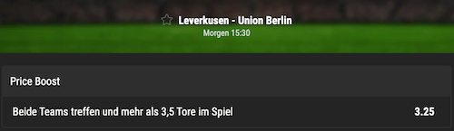 Erhöhte Quote bei bwin zu Leverkusen vs. Union