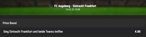 Bwin Priceboost zu Augsburg gegen Frankfurt am 161.2022