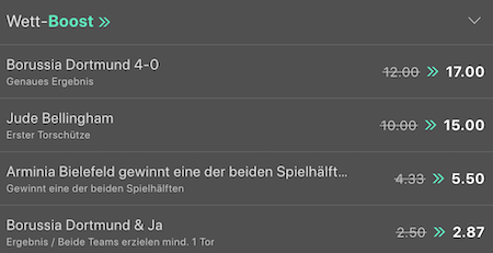 Dortmund vs Bielefeld mit Bet365 Quoten tippen