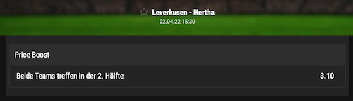 Bwin Priceboost für das Duell Leverkusen gegen Hertha