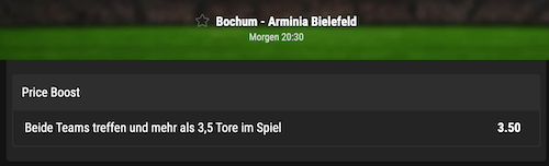 Bochum vs Bielefeld Priceboost bei bwin 6.5.2022