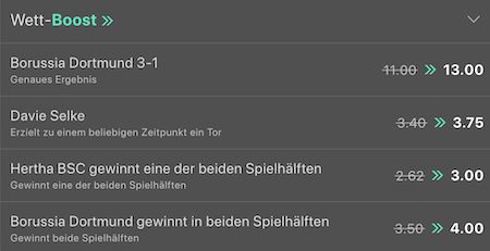 BVB gegen Hertha Wettboosts bei bet365