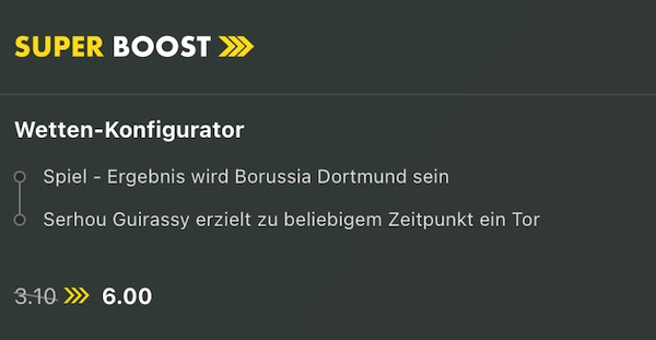 bet365 super boost zu fc augsburg borussia dortmund