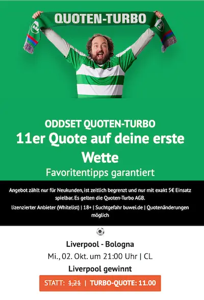 Liverpool Boost ODDSET vs. Bologna am 2.10.24