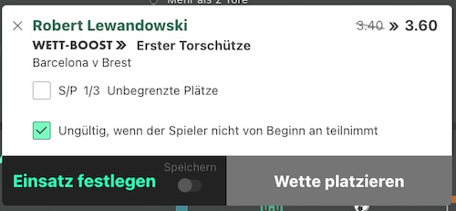 bet365 Boost Lewy 1. Tor