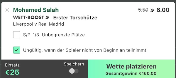 Bet365 Quoten Salah trifft vs Real 